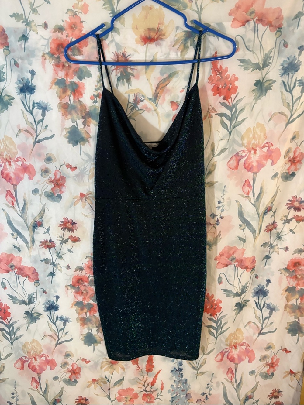 Vintage Black Sparkle Cowl Neck Slip Dress